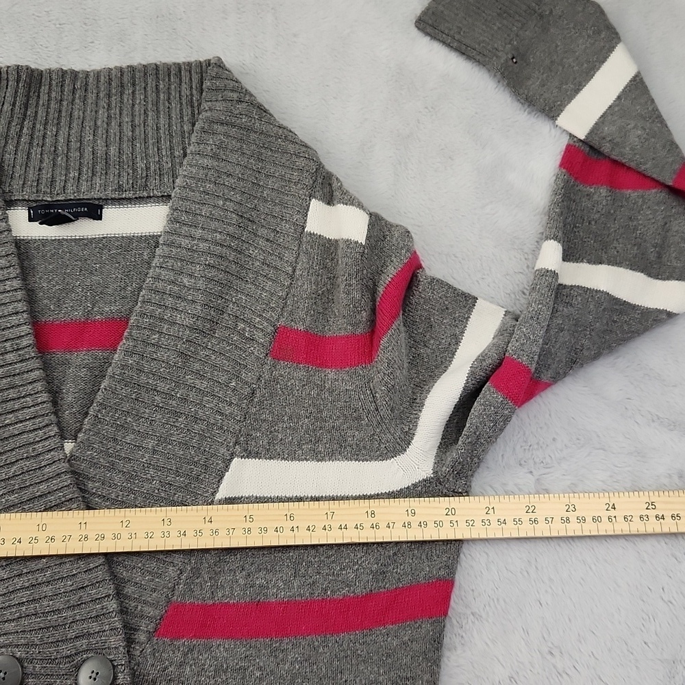 Tommy Hilfiger pullover women's striped sweater cardigan size L - Picture 12 of 13